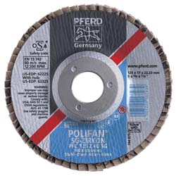 PFERD 67784125 Flap Disc  5" Dia, 7/8" Hole, 40 Grit, Zirconia Alumina, Type 29