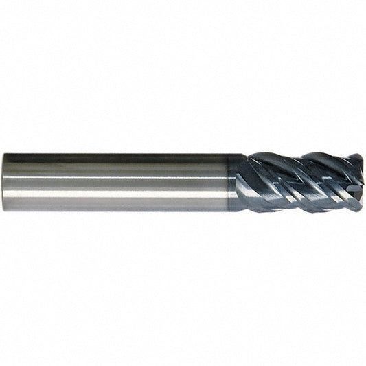 Kyocera SGS Precision Tools 36555 Corner Radius End Mill 3/8" Dia, 7/8" LOC, 0.0150 to 0.0200" Radius, 4 Flutes, Solid Carbide
