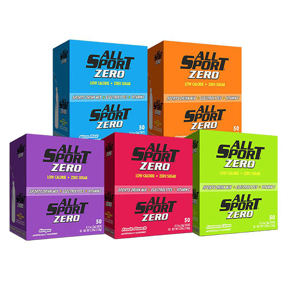 All Sport 10122520 All Sport Activity Drink 0.11 oz Pouch & Packet, Assorted Flavors, Blue Raz Ice, Fruit Punch, Grape, Orange & Lemon-Lime, Sugar Free, Powder, Yields 16.90 oz