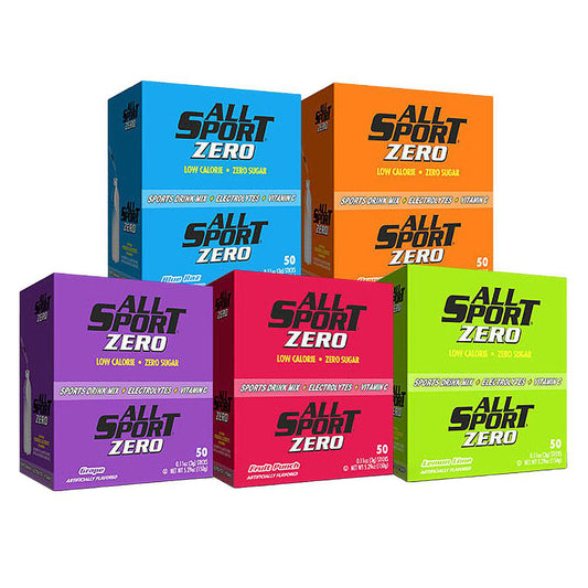 All Sport 10122520 All Sport Activity Drink 0.11 oz Pouch & Packet, Assorted Flavors, Blue Raz Ice, Fruit Punch, Grape, Orange & Lemon-Lime, Sugar Free, Powder, Yields 16.90 oz