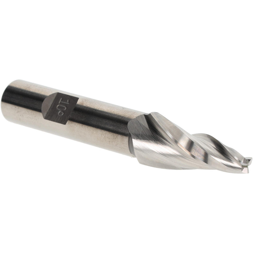 Award Cutter Co., Inc. T-305 Tapered End Mill 10 deg Angle per Side, 3/16" Small Dia, 1-1/4" LOC, 3 Flute, High Speed Steel, Square End