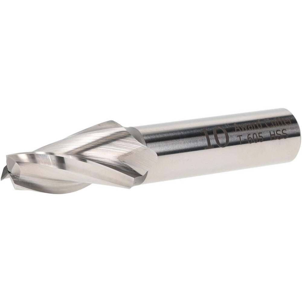 AWARD CUTTER CO., INC. T-605 Tapered End Mill 10 deg Angle per Side, 3/8" Small Dia, 1-1/4" LOC, 3 Flute, High Speed Steel, Square End