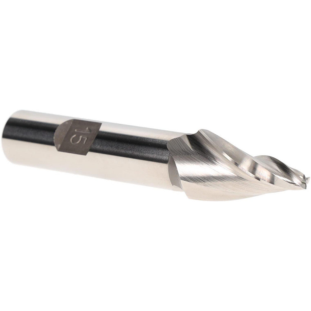 Award Cutter Co., Inc. V-204 Tapered End Mill 15 deg Angle per Side, 1/8" Small Dia, 1" LOC, 3 Flute, High Speed Steel, Square End