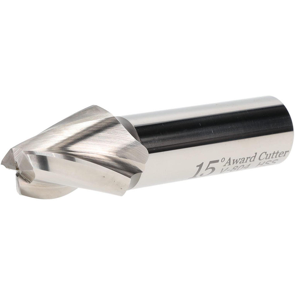 AWARD CUTTER CO., INC. V-804 Tapered End Mill 15 deg Angle per Side, 1/2" Small Dia, 1" LOC, 3 Flute, High Speed Steel, Square End