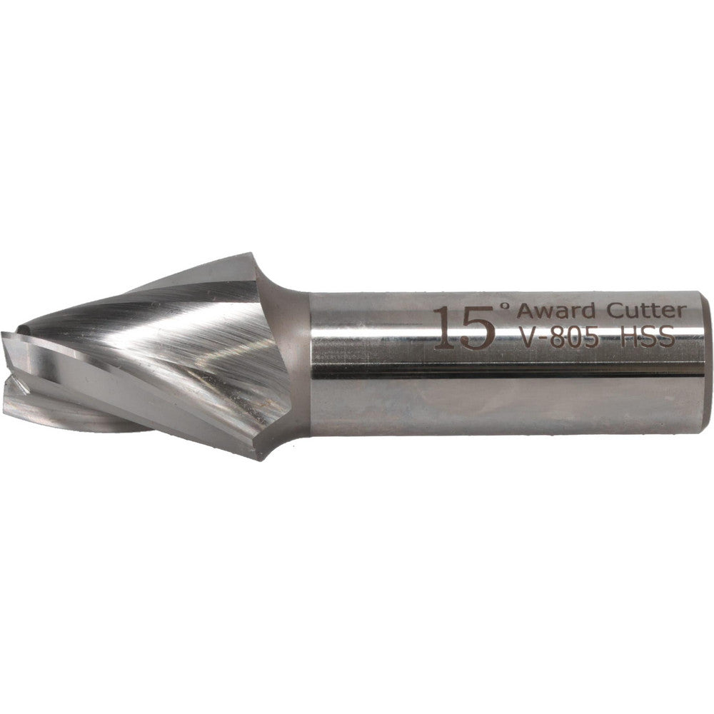 AWARD CUTTER CO., INC. V-805 Tapered End Mill 15 deg Angle per Side, 1/2" Small Dia, 1-1/4" LOC, 3 Flute, High Speed Steel, Square End