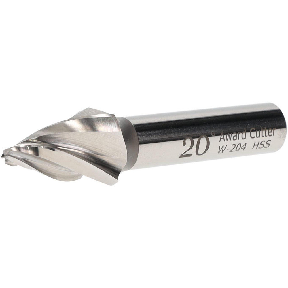 Award Cutter Co., Inc. W-204 Tapered End Mill 20 deg Angle per Side, 1/8" Small Dia, 1" LOC, 4 Flute, High Speed Steel, Square End