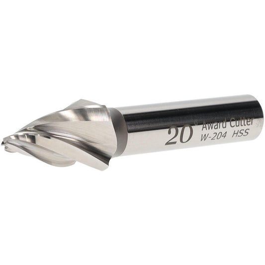Award Cutter Co., Inc. W-204 Tapered End Mill 20 deg Angle per Side, 1/8" Small Dia, 1" LOC, 4 Flute, High Speed Steel, Square End