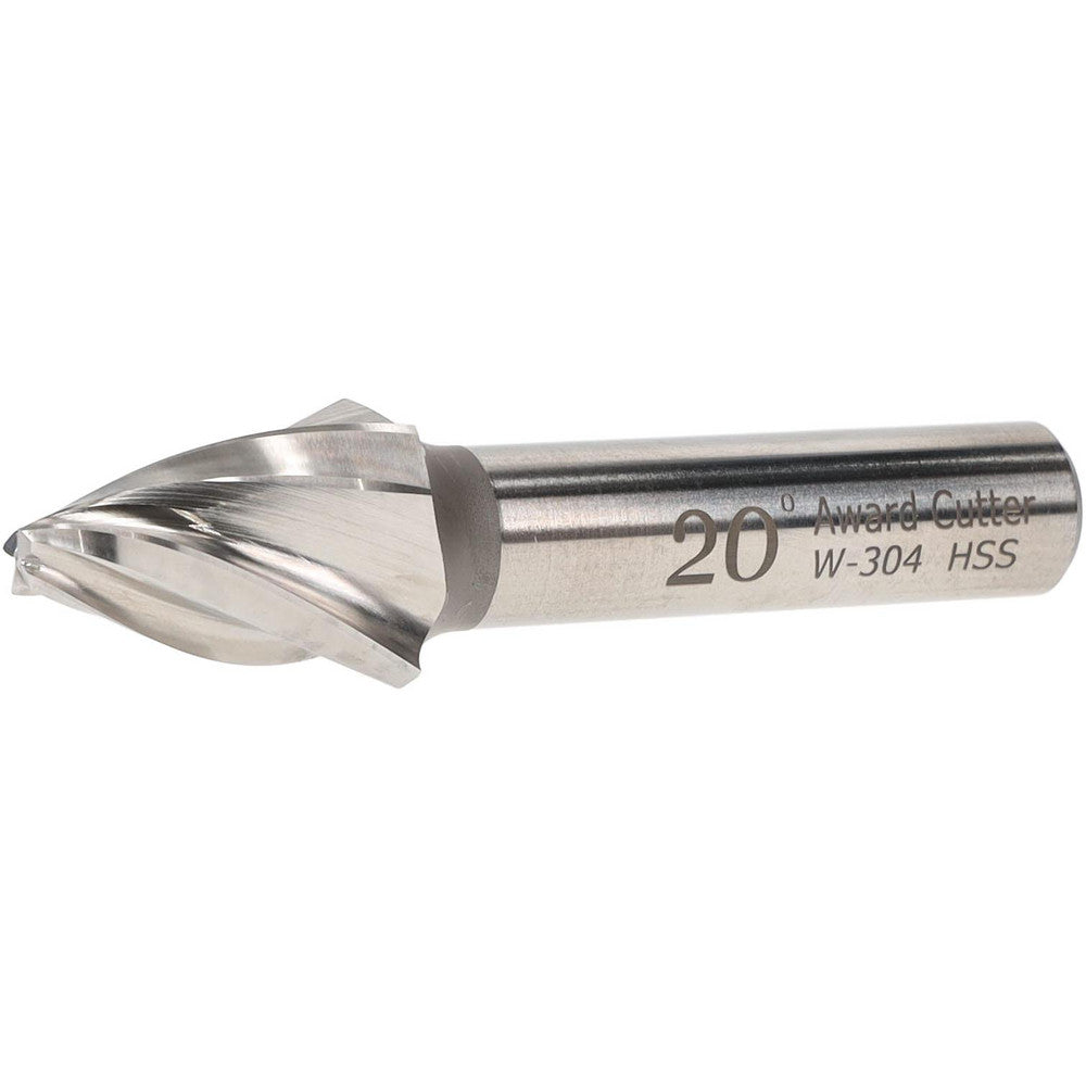 AWARD CUTTER CO., INC. W-304 Tapered End Mill 20 deg Angle per Side, 3/16" Small Dia, 1" LOC, 4 Flute, High Speed Steel, Square End