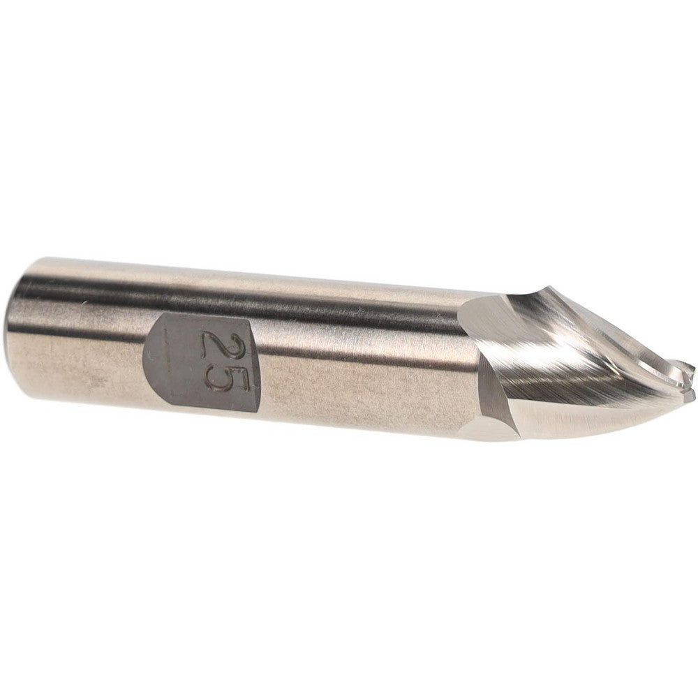 AWARD CUTTER CO., INC. X-202 Tapered End Mill 25 deg Angle per Side, 1/8" Small Dia, 1/2" LOC, 3 Flute, High Speed Steel, Square End