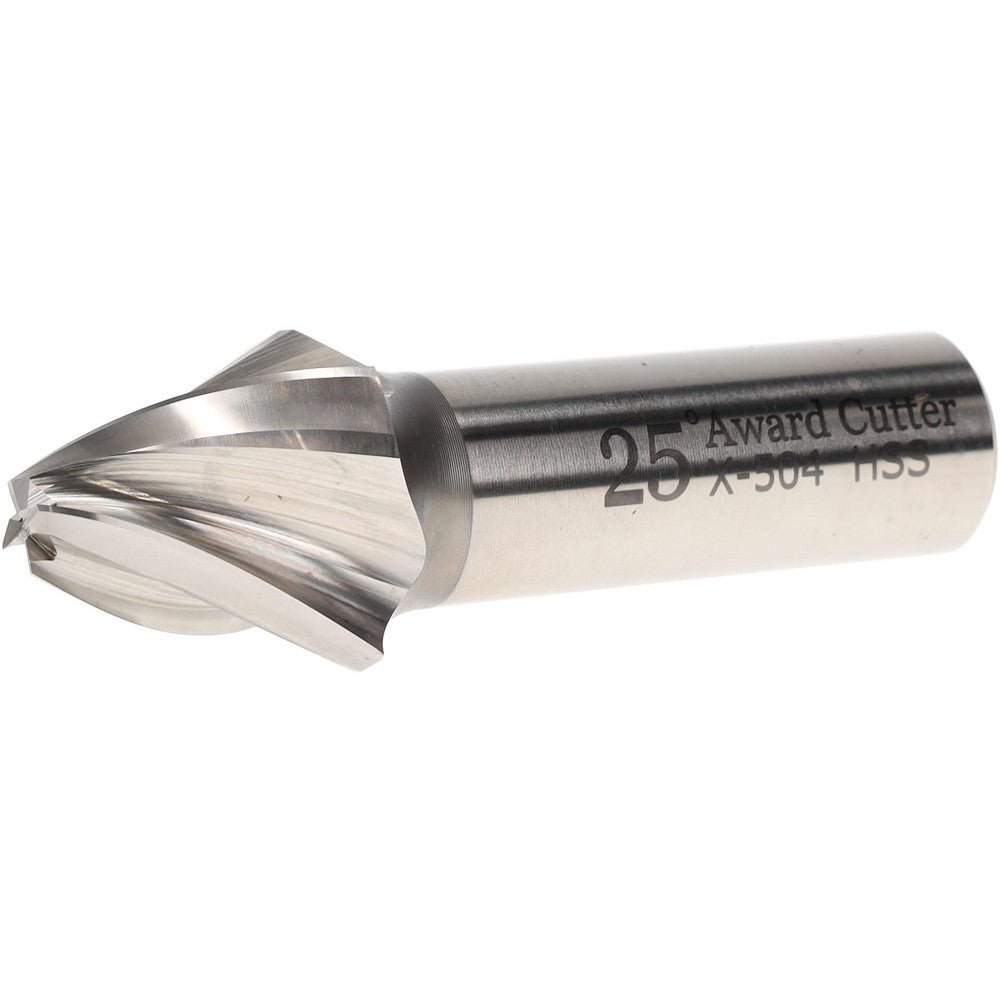 Award Cutter Co., Inc. X-504 Tapered End Mill 25 deg Angle per Side, 5/16" Small Dia, 1" LOC, 4 Flute, High Speed Steel, Square End