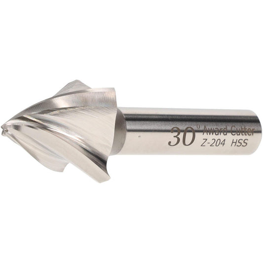 AWARD CUTTER CO., INC. Z-204 Tapered End Mill 30 deg Angle per Side, 1/8" Small Dia, 1" LOC, 4 Flute, High Speed Steel, Square End