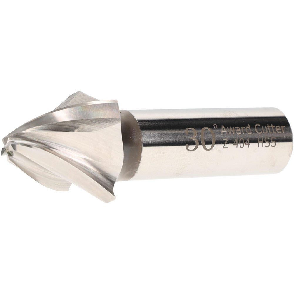AWARD CUTTER CO., INC. Z-404 Tapered End Mill 30 deg Angle per Side, 1/4" Small Dia, 1" LOC, 4 Flute, High Speed Steel, Square End