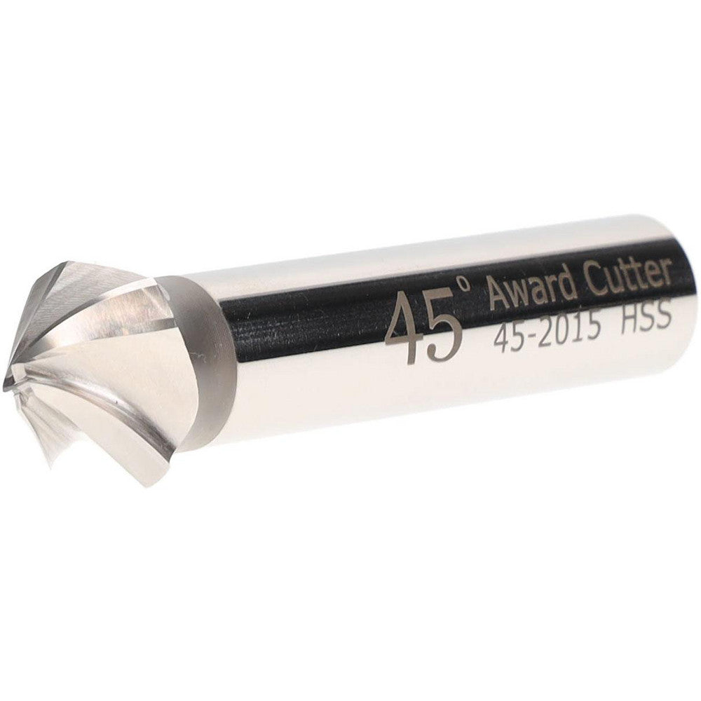 AWARD CUTTER CO., INC. 45-2015 Tapered End Mill 45 deg Angle per Side, 1/8" Small Dia, 5/16" LOC, 4 Flute, High Speed Steel, Square End