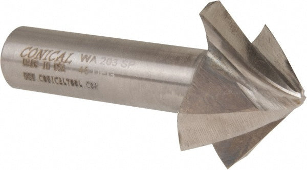 AWARD CUTTER CO., INC. 45-203 Tapered End Mill 45 deg Angle per Side, 1/8" Small Dia, 3/4" LOC, 4 Flute, High Speed Steel, Square End