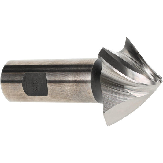 AWARD CUTTER CO., INC. 45-204 Tapered End Mill 45 deg Angle per Side, 1/8" Small Dia, 1" LOC, 4 Flute, High Speed Steel, Square End