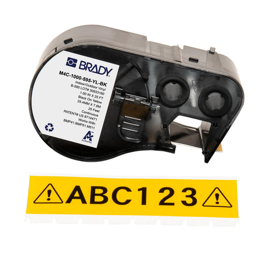 Brady 170834 Labels, Ribbons & Tapes Application Label Printer Cartridge  Type Label Printer Cartridge  Color Family Yellow  Color Black on Yellow  For Use With BMP41 BMP51 BMP53 M511  Width (Inch) 1