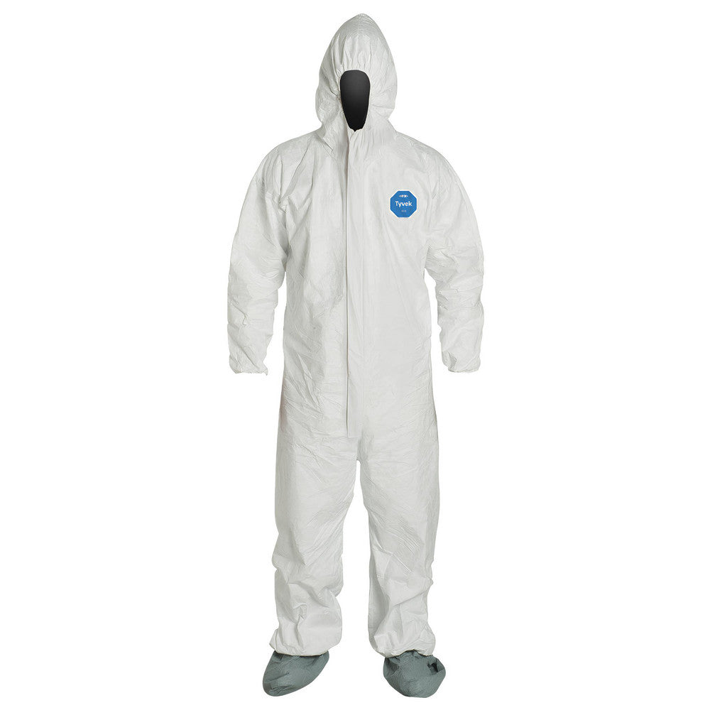 Dupont TY122SWHLG002500 Disposable Coveralls Particle Protection Protection, Size Large, 1.2000 oz, Tyvek 400, Zipper Closure