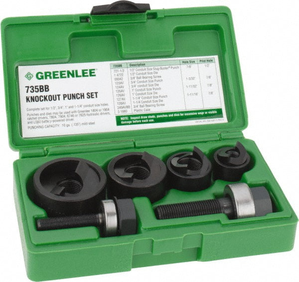 Greenlee 735BB 11 Piece, 1/2 to 1-1/4" Punch Hole Diam, Manual Knockout Set