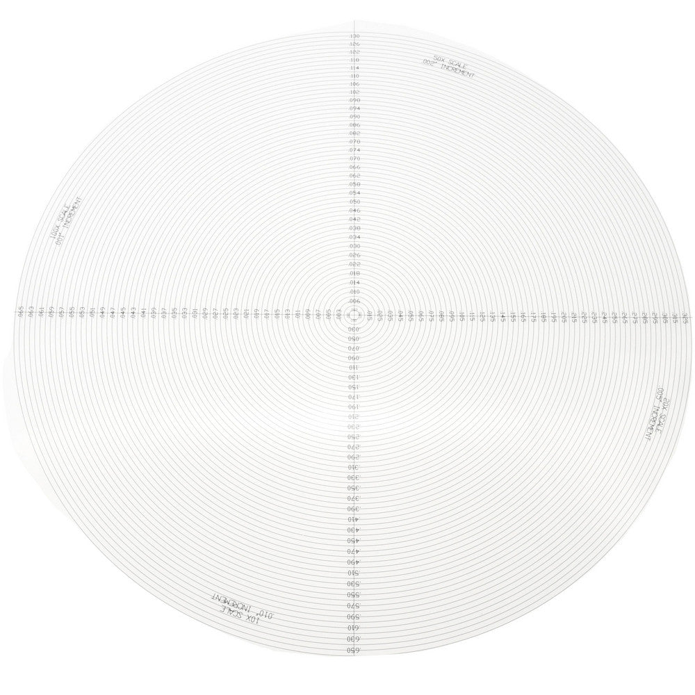 Visual Precision, Inc. #6 MYLAR CLR/IN 14 Inch Diameter, Radius and Angle, Mylar Optical Comparator Chart and Reticle