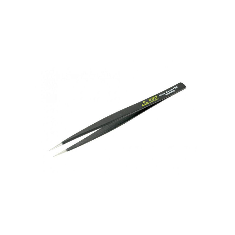Wiha 44501 ESD Safe Tweezer AA-SA, Stainless Steel, Universal Fine Point Tip, 5-1/8" OAL