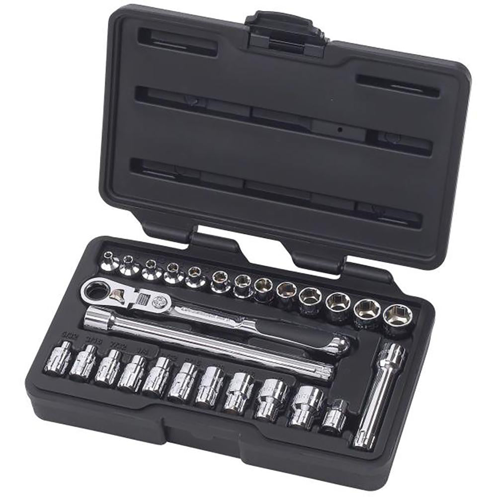 GEARWRENCH 891427 Pass Through Standard Socket Set 27 Pc, 1/4" Drive, 5/32 to 9/16" Socket