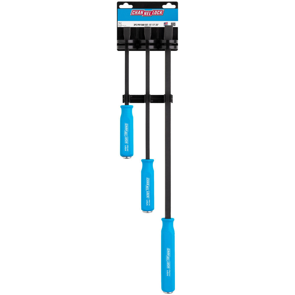 Channellock PRY-3C Prybar Sets Set Type 3 Piece Pry Bar SET  Tip Type Curved  Material High-Carbon Steel  Overall Length (Decimal Inch) 25.0000  Bar Shape Square  Shaft Length 12in 17in 25in