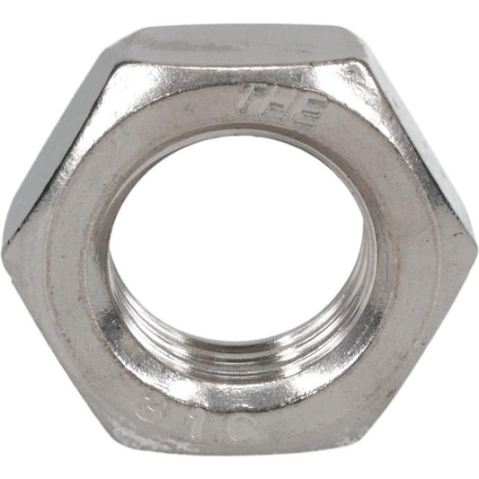 Value Collection V70230PR Jam Nut 1-8, Grade 316 Stainless Steel, Bright/Uncoated Finish