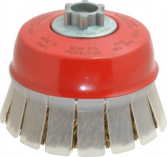 JAZ USA 64910 Cup Brush 4" Dia, 0.009" Wire Dia, Steel, Crimped
