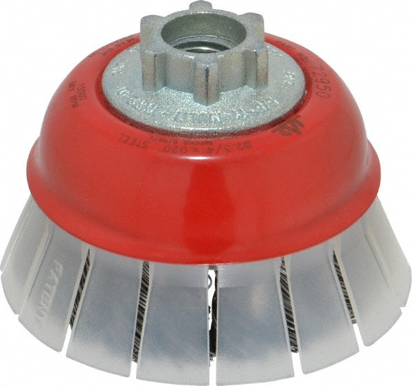 JAZ USA 72950 Cup Brush 2-3/4" Dia, 0.02" Wire Dia, Steel, Knotted