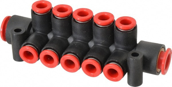 SMC Pneumatics KM11-07-11-10 Manifold 3/8" Inlet, 1/4" Outlet, 2 Inlet Ports, 10 Outlet Ports