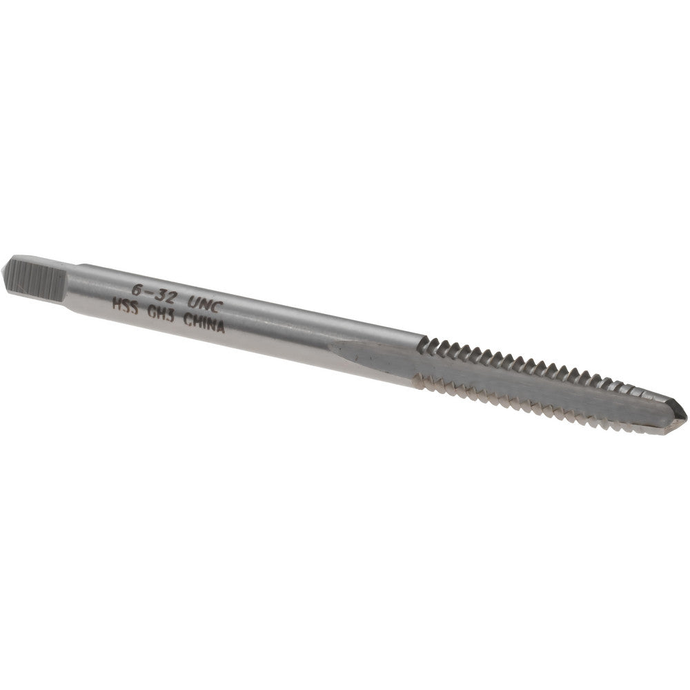 Value Collection MSC-04436341 Straight Flute Tap #6-32 UNC, 3 Flutes, Taper, 2B Class of Fit, High Speed Steel, Bright/Uncoated