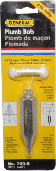 General 790-5 3-3/8 Inch Long, 3/4 Inch Diameter Steel Plumb Bob