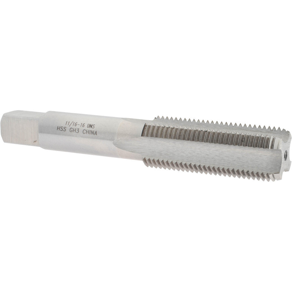 Value Collection MSC-04476479 Straight Flute Tap 11/16-16 UNS, 4 Flute, Bottoming Chamfer, High-Speed Steel, Bright/Uncoated Finish