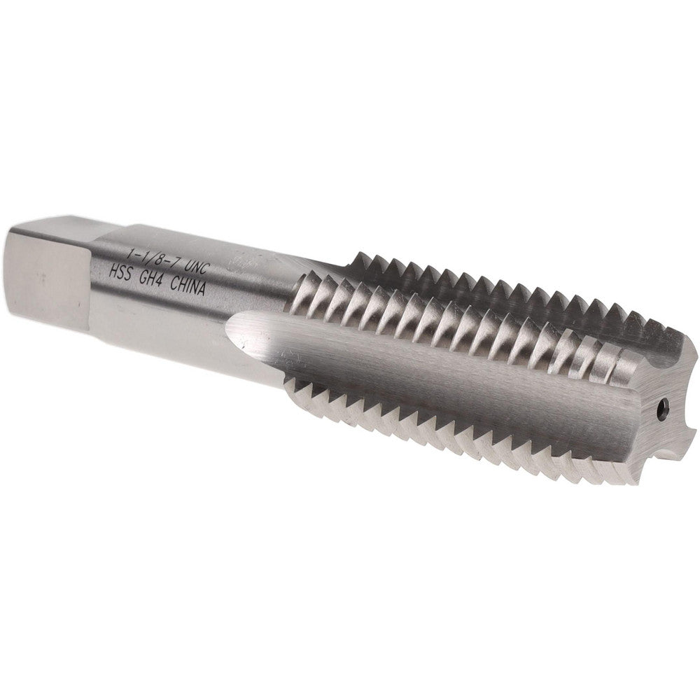 Value Collection MSC-04489308 Straight Flute Tap 1-1/8-7 UNC, 4 Flutes, Plug, 3B Class of Fit, High Speed Steel, Bright/Uncoated