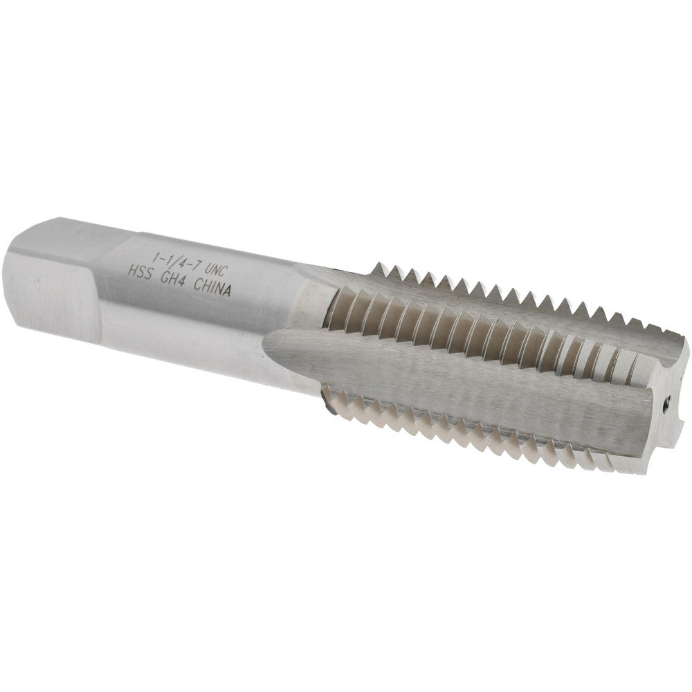 Value Collection MSC-04489423 Straight Flute Tap 1-1/4-7 UNC, 4 Flutes, Taper, 3B Class of Fit, High Speed Steel, Bright/Uncoated