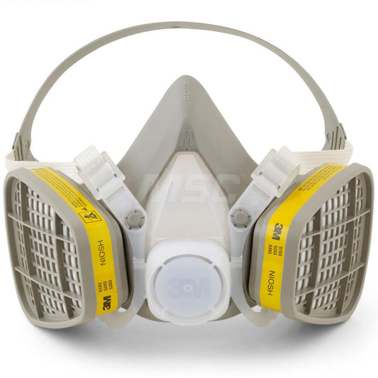 3M 7000051847 Half Facepiece Respirator with Cartridge Medium, Thermoplastic Elastomer, Permanently Attached