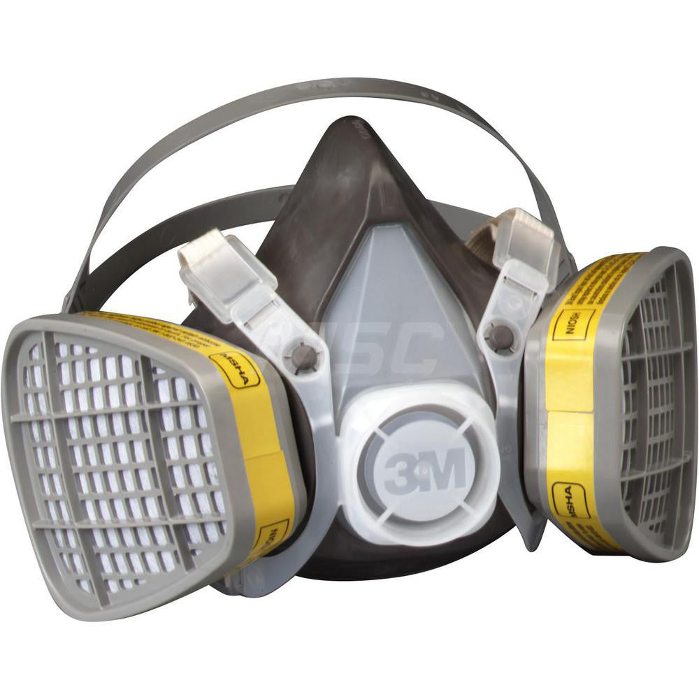3M 7000051848 Half Facepiece Respirator with Cartridge Large, Thermoplastic Elastomer, Permanently Attached
