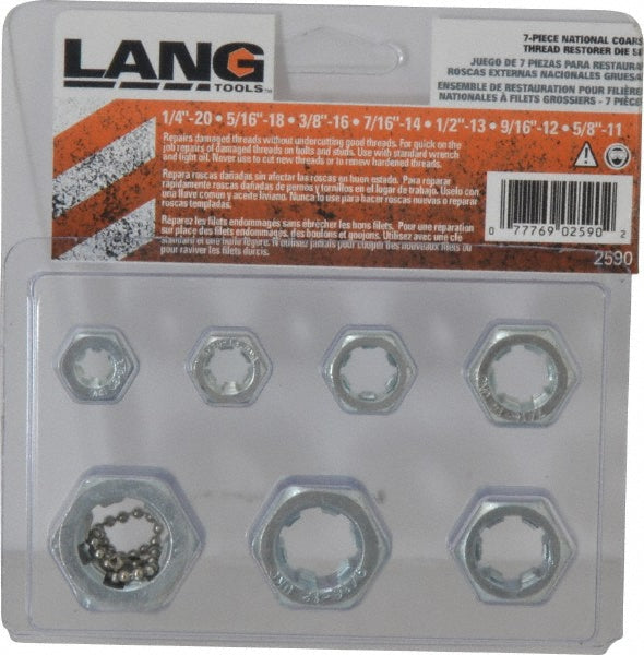 Lang 2590M 1/4-20 to 5/8-11 UNC, Hex Die Set