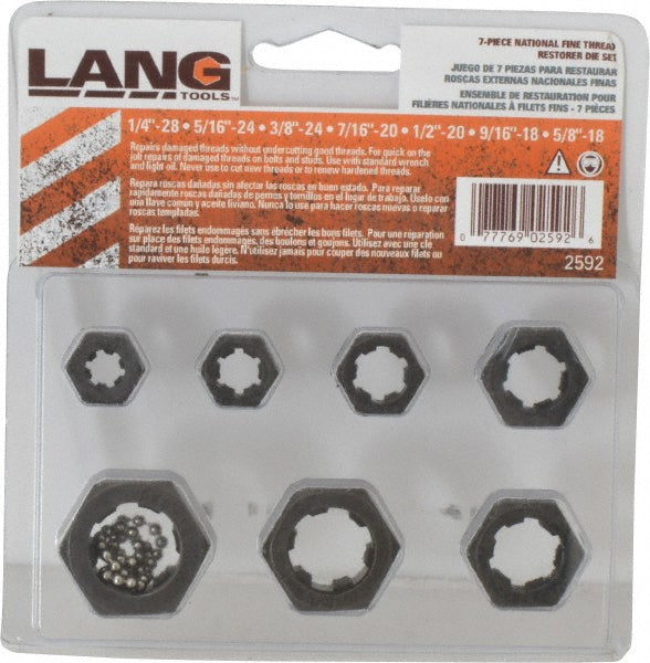 Lang 2592M 1/4-28 to 5/8-18 UNF, Hex Die Set