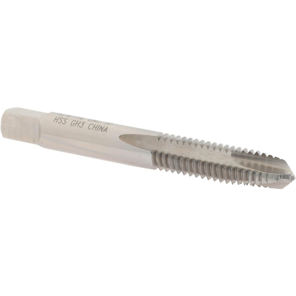 Value Collection MSC-04542163 Spiral Point Tap 3/8-16 UNC, 3 Flutes, Plug, 3B Class of Fit, High Speed Steel, Bright Finish