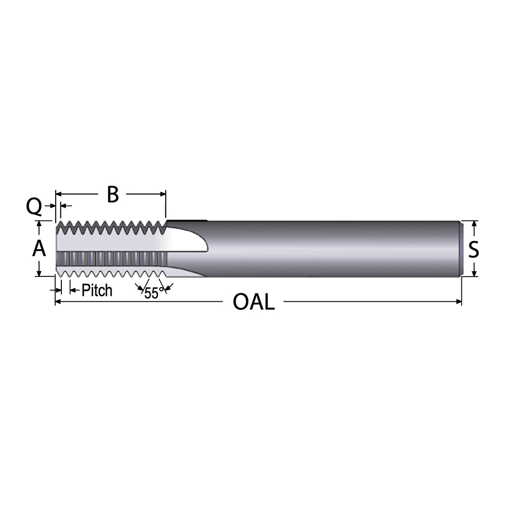 Scientific Cutting Tools, Inc. TM450-14BSPP-A Straight Flute Thread Mill External & Internal, 4 Flutes, 1/2" Shank Dia, Solid Carbide