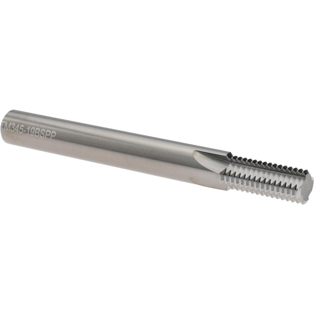 Scientific Cutting Tools, Inc. TM345-19BSPP Straight Flute Thread Mill 1/4-19 & 3/8-19, External & Internal, 4 Flutes, 3/8" Shank Dia, Solid Carbide
