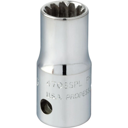 Proto J4708SPL Spline Socket 1/4" Drive, #8 Spline, 1/4" Hex