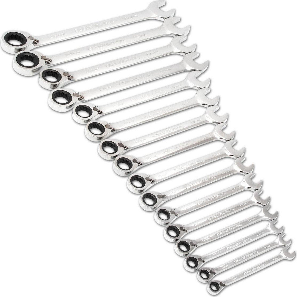 GEARWRENCH 9602N Combination Wrench Set 16 Pc, 10 mm 11 mm 12 mm 13 mm 14 mm 15 mm 16 mm 17 mm 18 mm 19 mm 21 mm 22 mm 24 mm 25 mm 8 mm & 9 mm Wrench, Metric