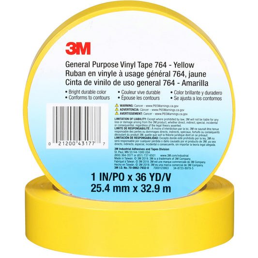 3M 7000123863 Floor & Aisle Marking Tape 1" Wide, 108' Long, 5 mil Thick, Vinyl