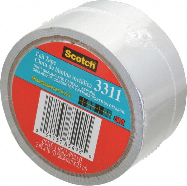 Scotch 7010334860 Silver Aluminum Foil Tape 10 yd Long, 2" Wide, 3.6 mil Thick