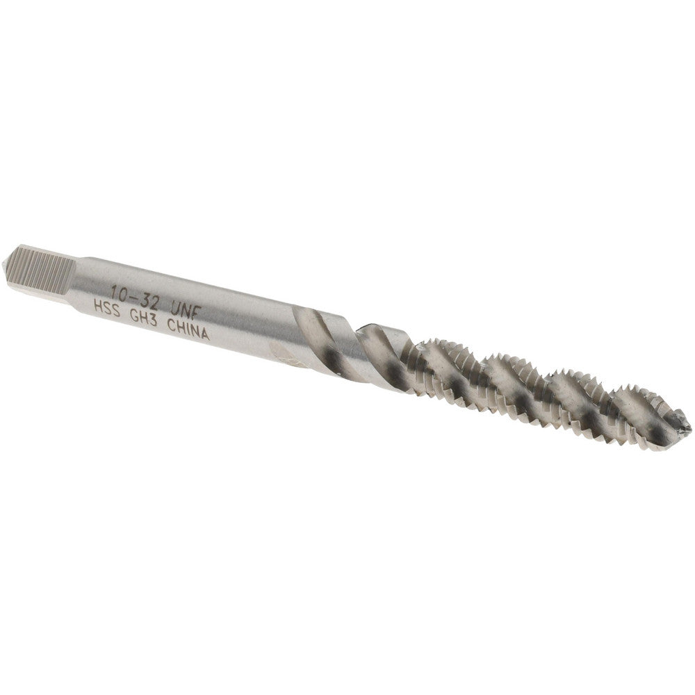 Value Collection MSC-04609848 Spiral Flute Tap #10-32 UNF, 3 Flutes, Modified Bottoming, 2B Class of Fit, High Speed Steel, Bright/Uncoated
