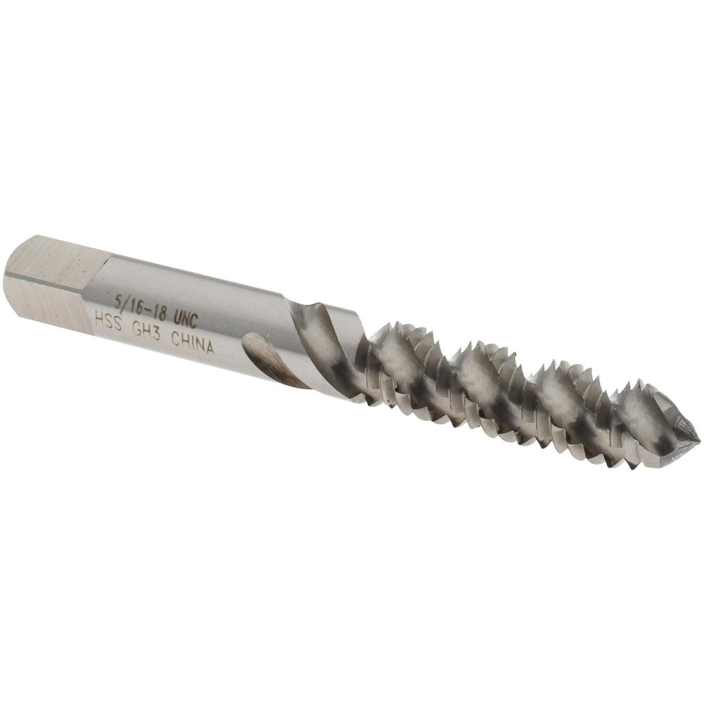 Value Collection MSC-04619318 Spiral Flute Tap 5/16-18 UNC, 3 Flutes, Modified Bottoming, 3B Class of Fit, High Speed Steel, Bright/Uncoated