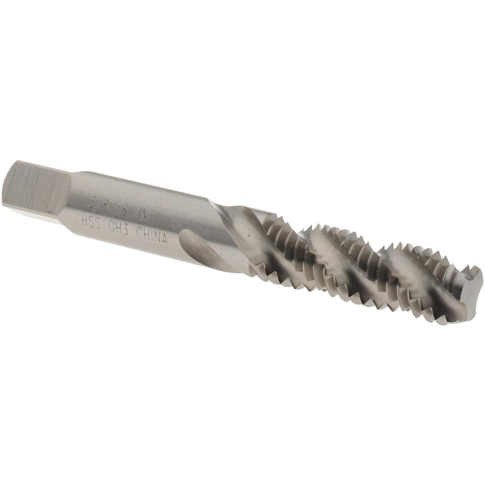 Value Collection MSC-04619417 Spiral Flute Tap 3/8-16 UNC, 3 Flutes, Modified Bottoming, 3B Class of Fit, High Speed Steel, Bright/Uncoated