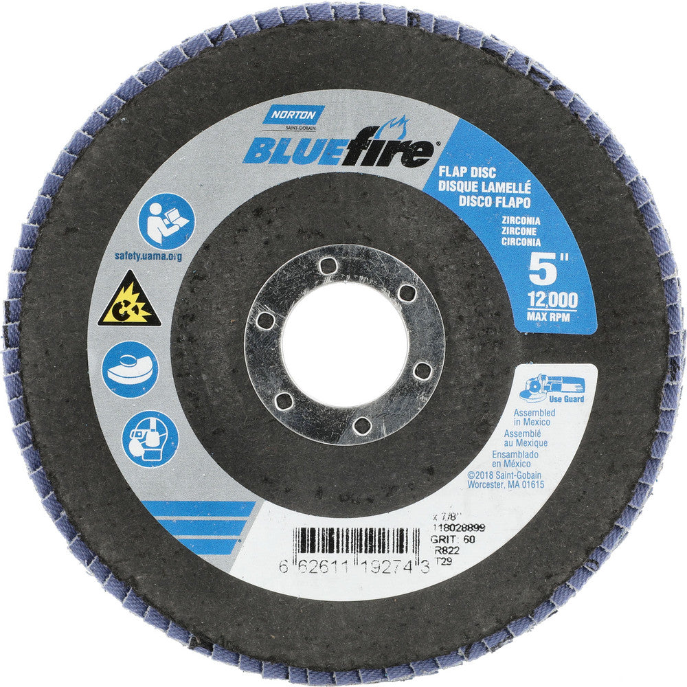 Norton 66261119274 Flap Disc 7/8" Hole, 60 Grit, Zirconia Alumina, Type 29